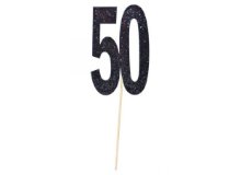 טופר לעוגה יום הולדת 50 - שחור גליטר